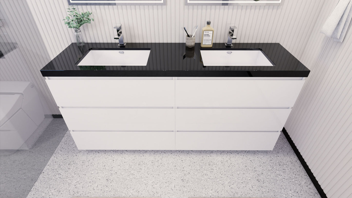 Stanley 72" Freestanding Bathroom Vanity with Reinforced Acrylic Integrated Sink Top