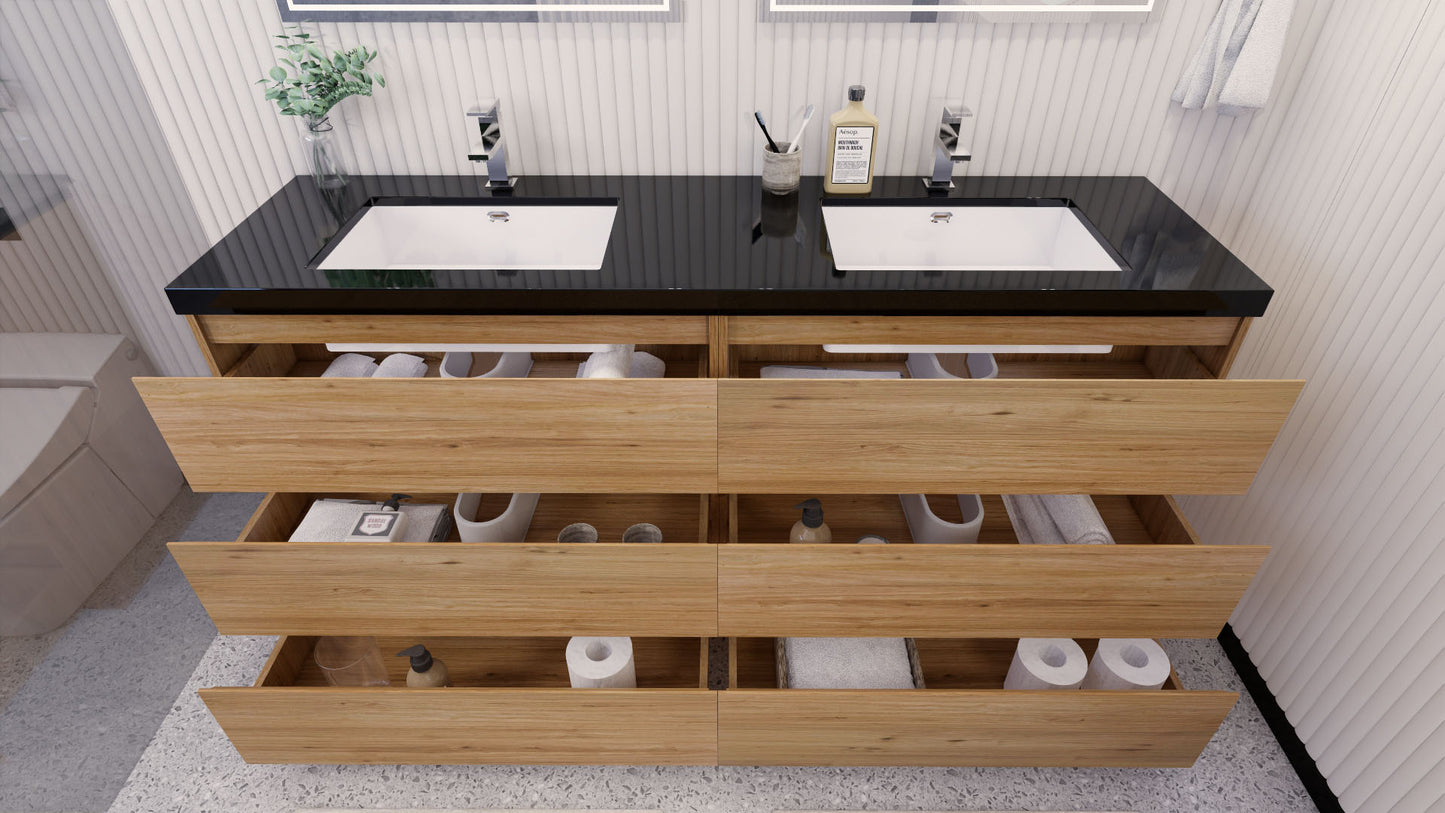 Stanley 72" Freestanding Bathroom Vanity with Reinforced Acrylic Integrated Sink Top