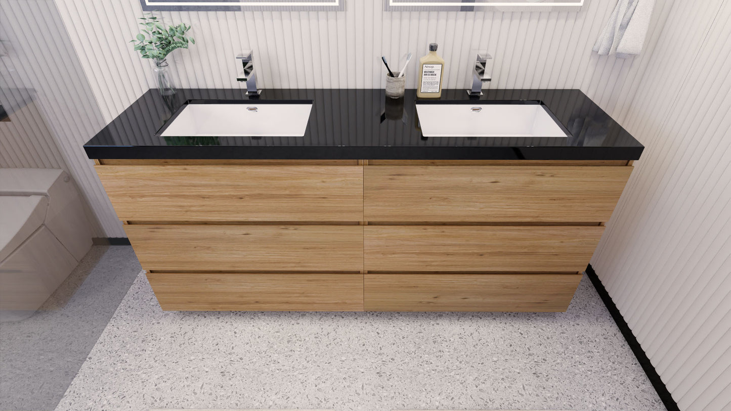 Stanley 72" Freestanding Bathroom Vanity with Reinforced Acrylic Integrated Sink Top