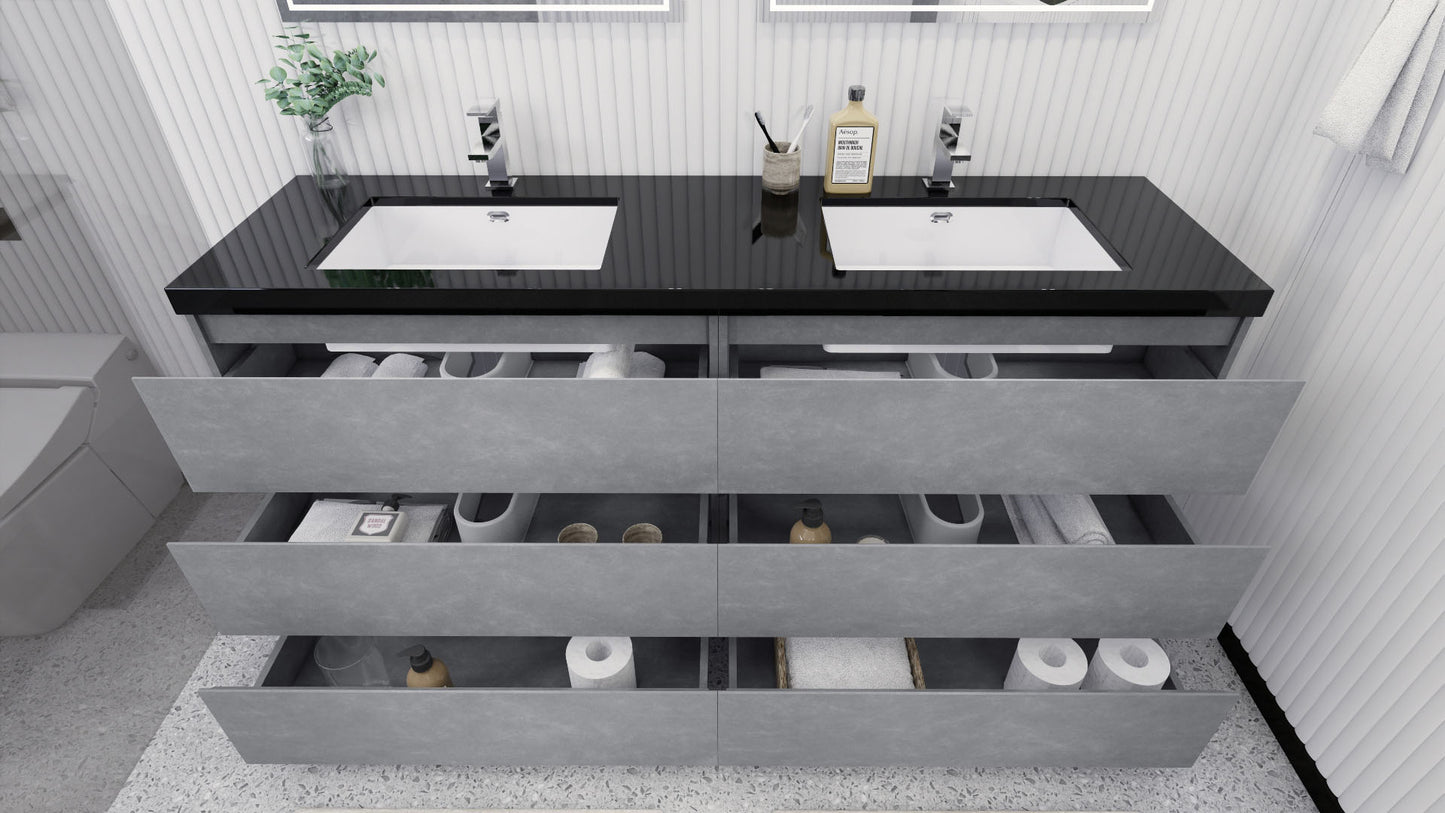 Stanley 72" Freestanding Bathroom Vanity with Reinforced Acrylic Integrated Sink Top