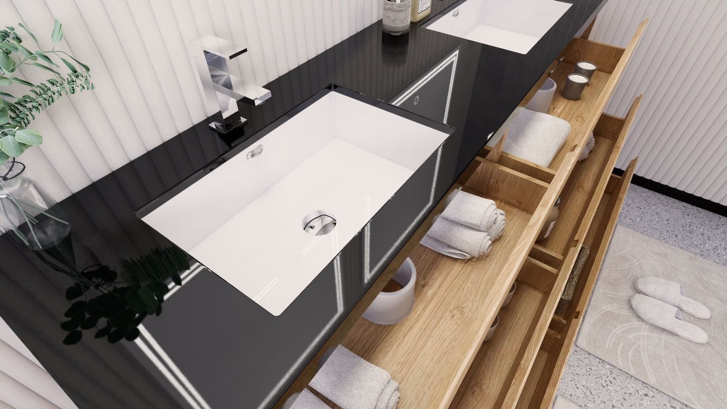 Stanley 72" Freestanding Bathroom Vanity with Reinforced Acrylic Integrated Sink Top