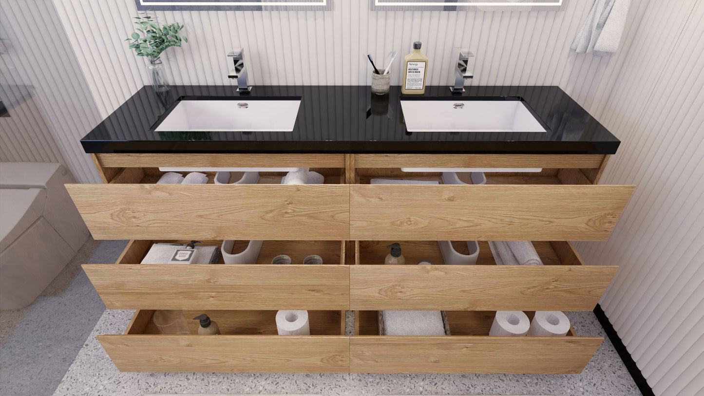 Stanley 72" Freestanding Bathroom Vanity with Reinforced Acrylic Integrated Sink Top