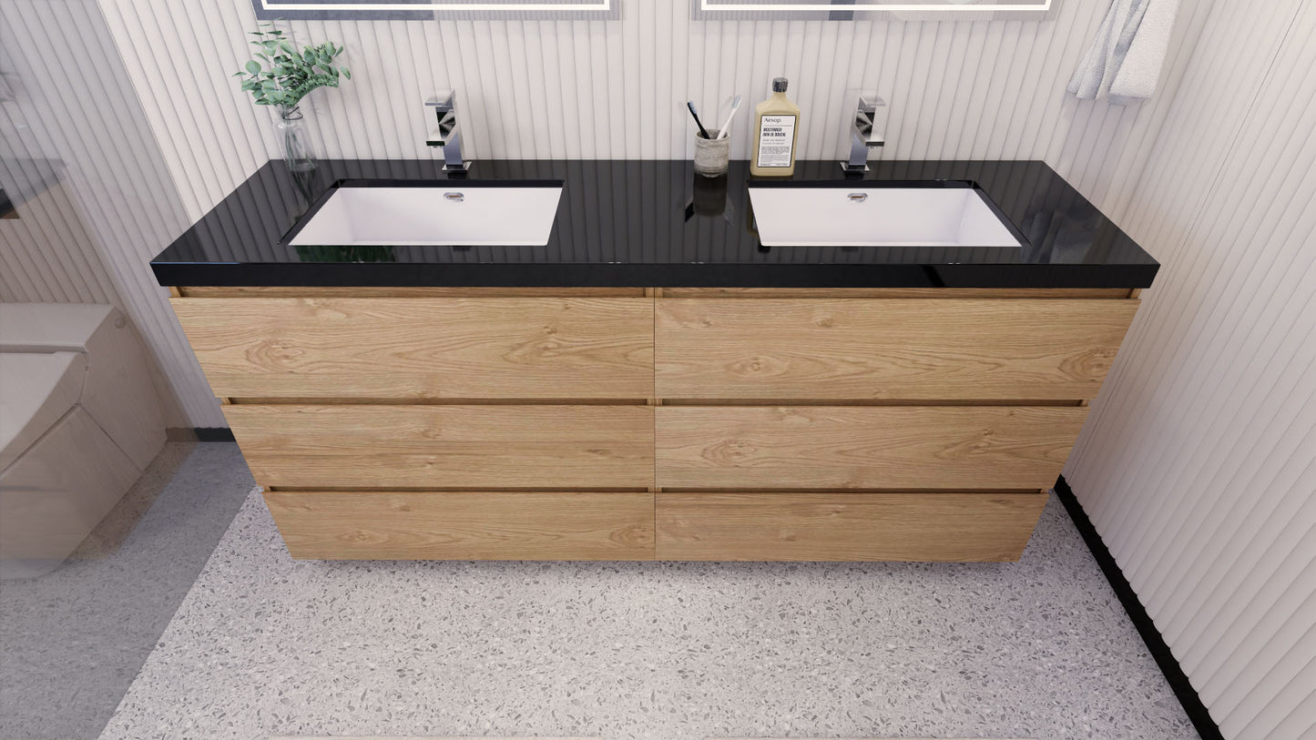 Stanley 72" Freestanding Bathroom Vanity with Reinforced Acrylic Integrated Sink Top