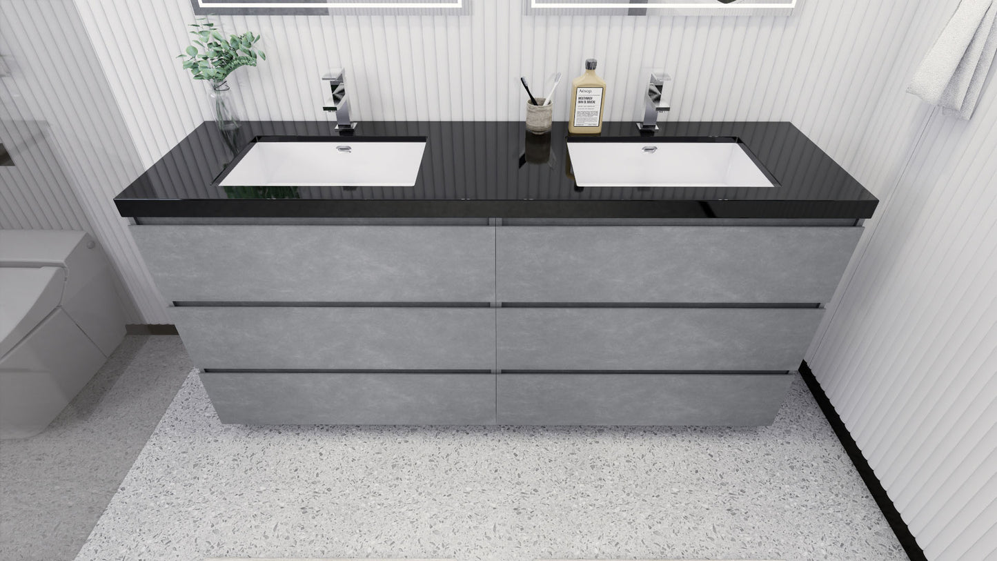 Stanley 72" Freestanding Bathroom Vanity with Reinforced Acrylic Integrated Sink Top