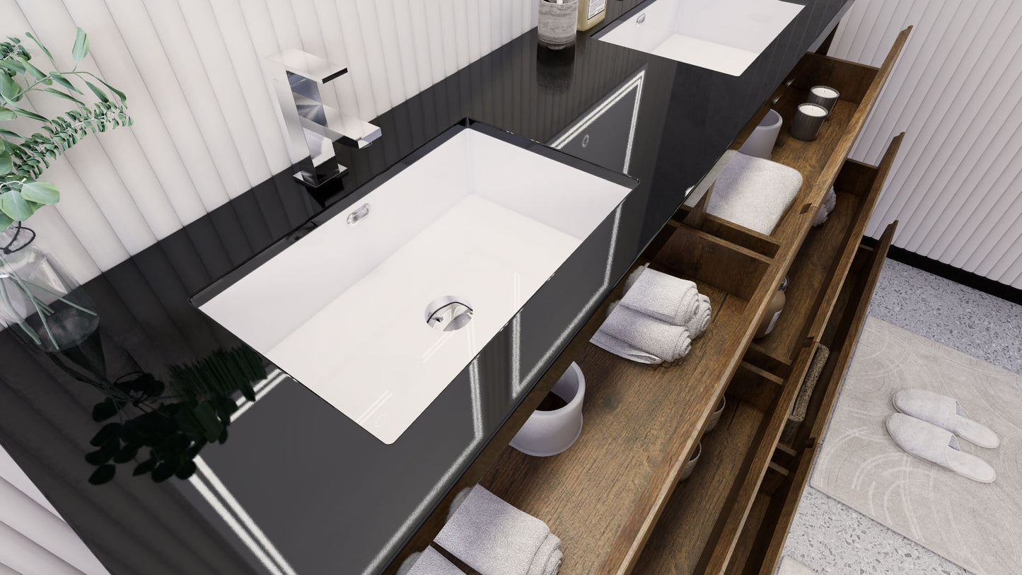 Stanley 72" Freestanding Bathroom Vanity with Reinforced Acrylic Integrated Sink Top