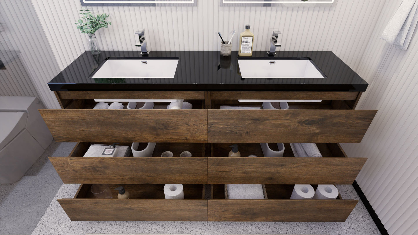 Stanley 72" Freestanding Bathroom Vanity with Reinforced Acrylic Integrated Sink Top