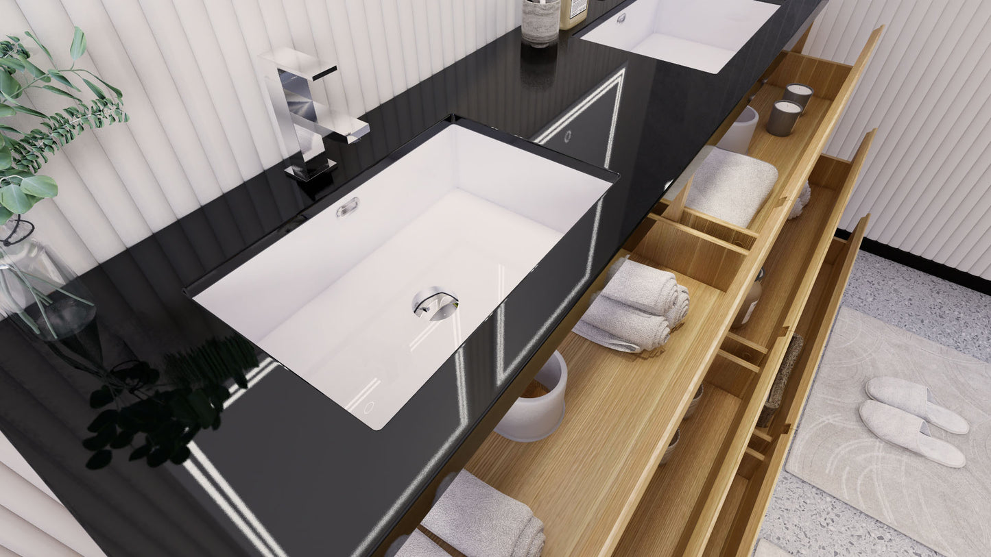 Stanley 72" Freestanding Bathroom Vanity with Reinforced Acrylic Integrated Sink Top