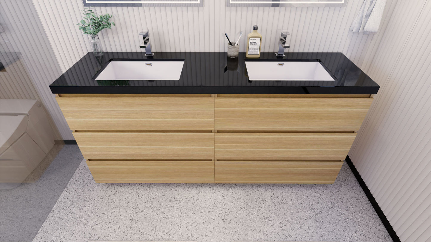 Stanley 72" Freestanding Bathroom Vanity with Reinforced Acrylic Integrated Sink Top