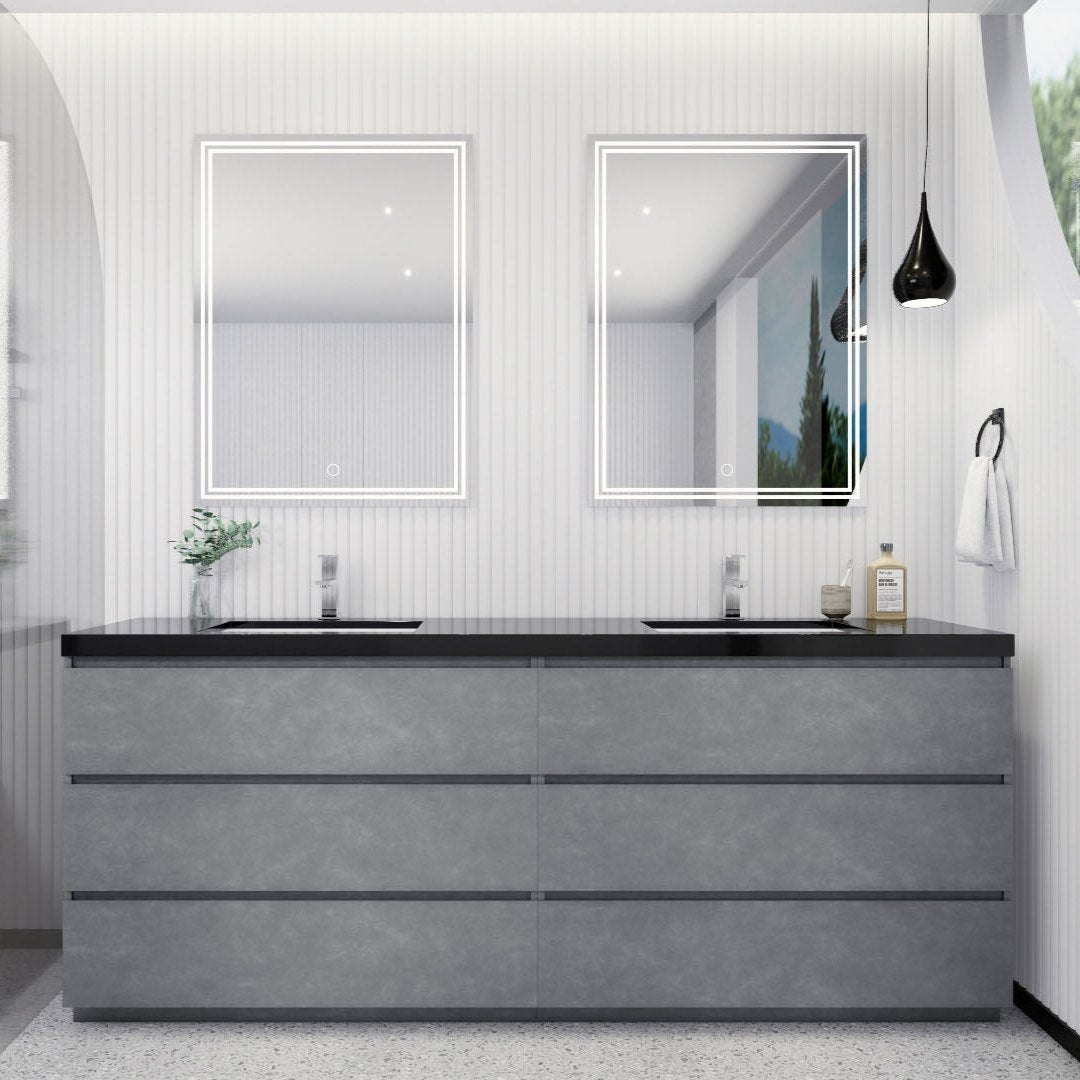 Stanley 84" Freestanding Bathroom Vanity with Reinforced Acrylic Integrated Sink Top