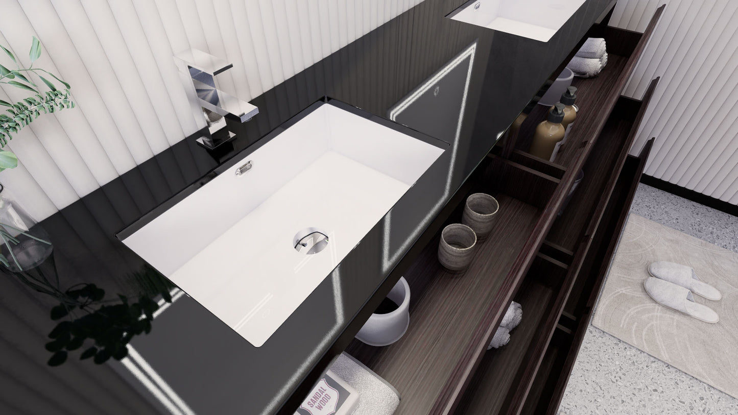 Stanley 84" Freestanding Bathroom Vanity with Reinforced Acrylic Integrated Sink Top