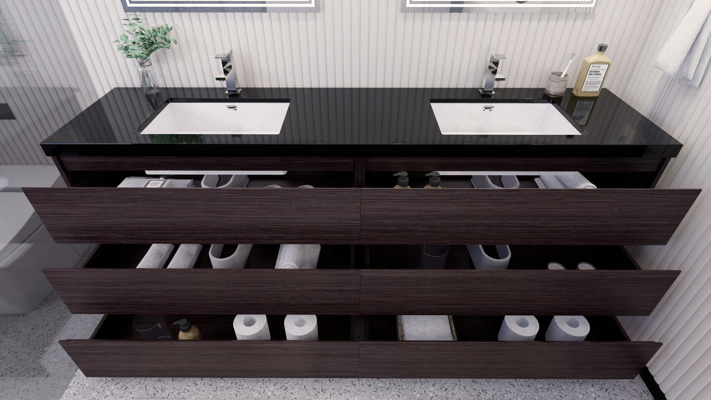 Stanley 84" Freestanding Bathroom Vanity with Reinforced Acrylic Integrated Sink Top