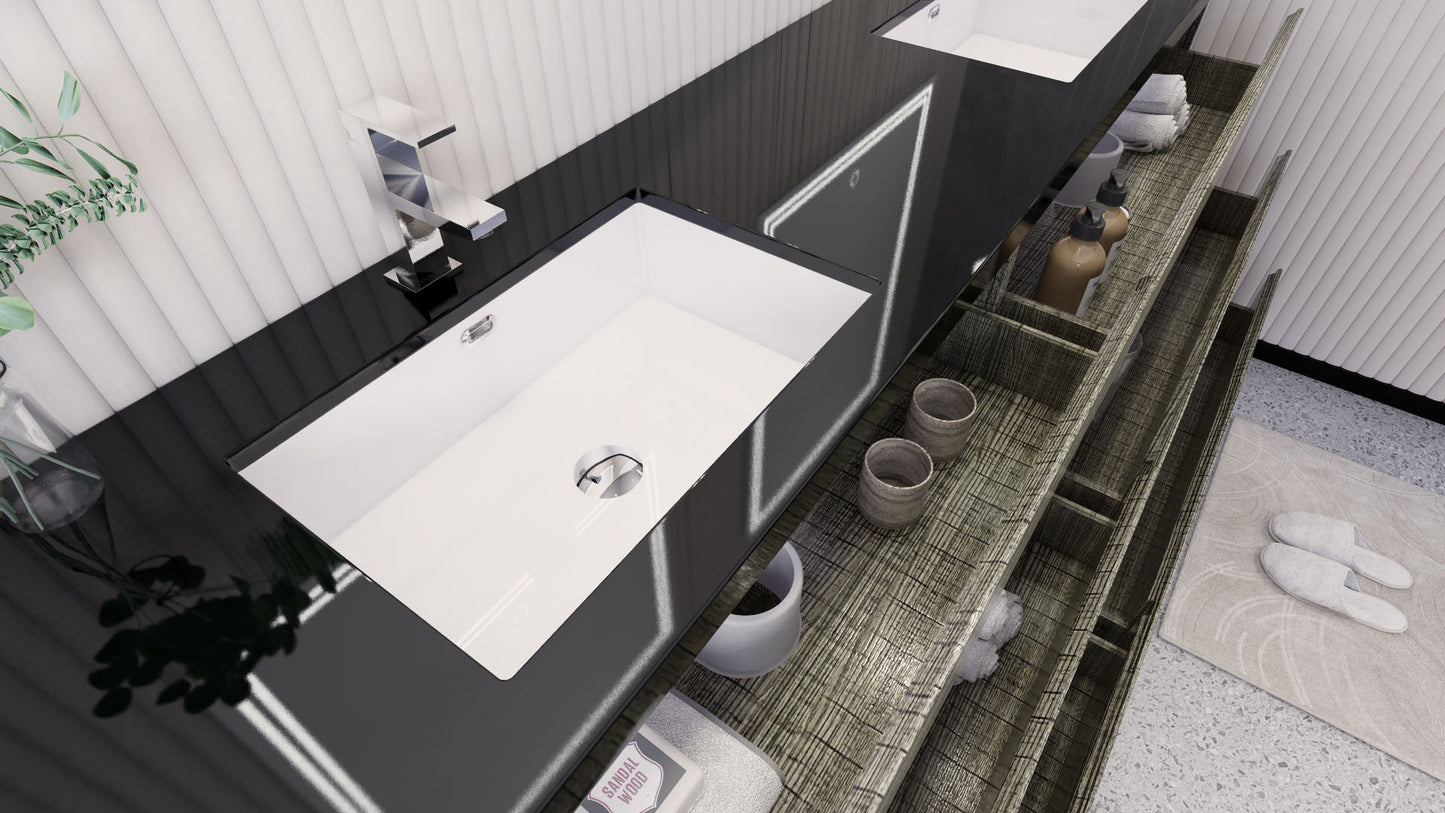 Stanley 84" Freestanding Bathroom Vanity with Reinforced Acrylic Integrated Sink Top