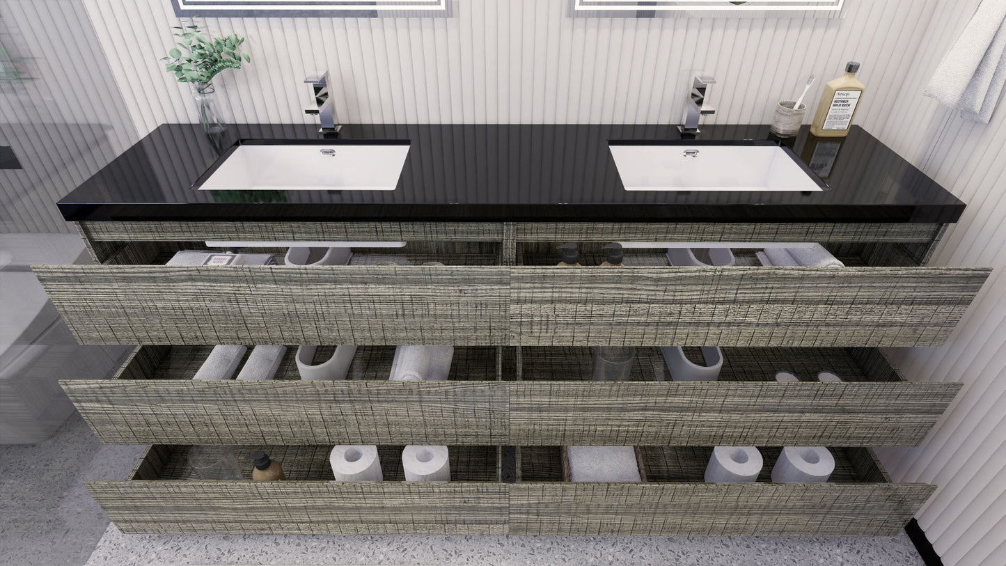 Stanley 84" Freestanding Bathroom Vanity with Reinforced Acrylic Integrated Sink Top
