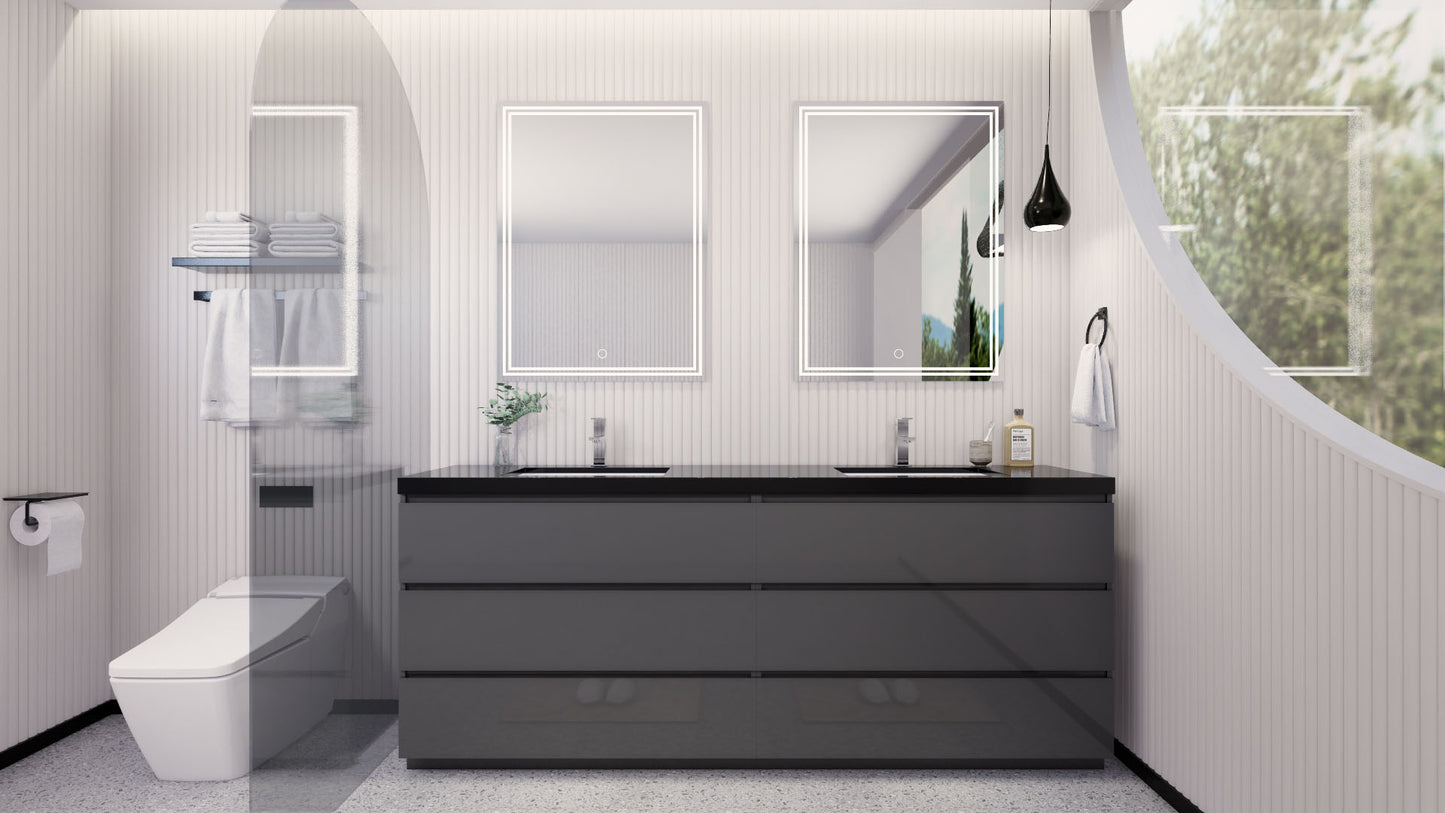 Stanley 84" Freestanding Bathroom Vanity with Reinforced Acrylic Integrated Sink Top