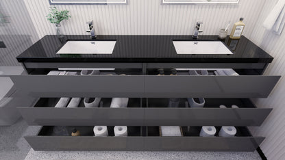 Stanley 84" Freestanding Bathroom Vanity with Reinforced Acrylic Integrated Sink Top