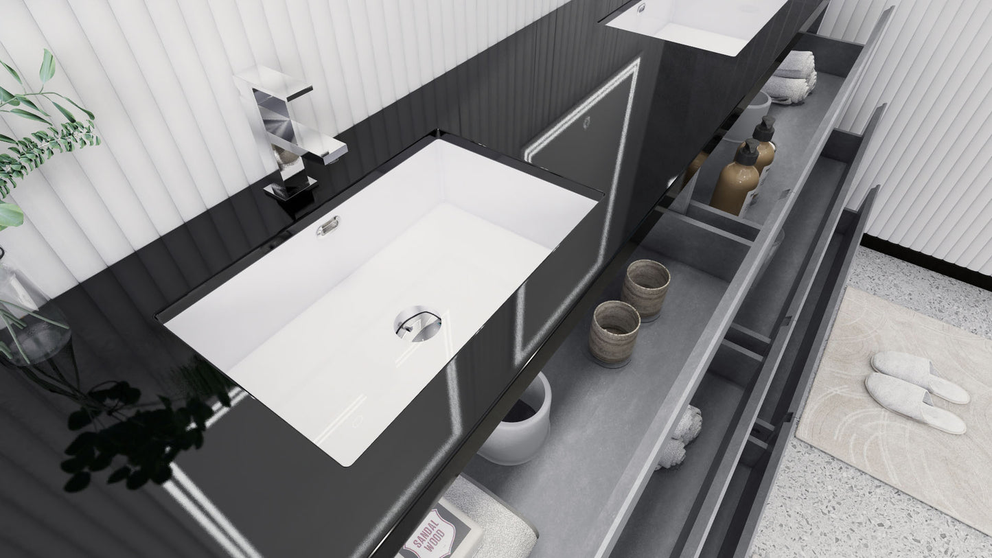 Stanley 84" Freestanding Bathroom Vanity with Reinforced Acrylic Integrated Sink Top