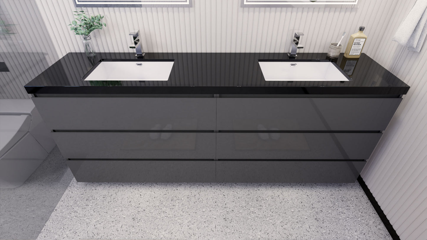 Stanley 84" Freestanding Bathroom Vanity with Reinforced Acrylic Integrated Sink Top