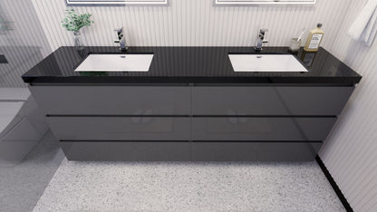 Stanley 84" Freestanding Bathroom Vanity with Reinforced Acrylic Integrated Sink Top