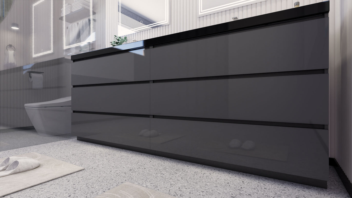 Stanley 84" Freestanding Bathroom Vanity with Reinforced Acrylic Integrated Sink Top