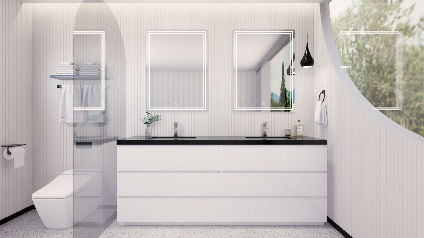 Stanley 84" Freestanding Bathroom Vanity with Reinforced Acrylic Integrated Sink Top