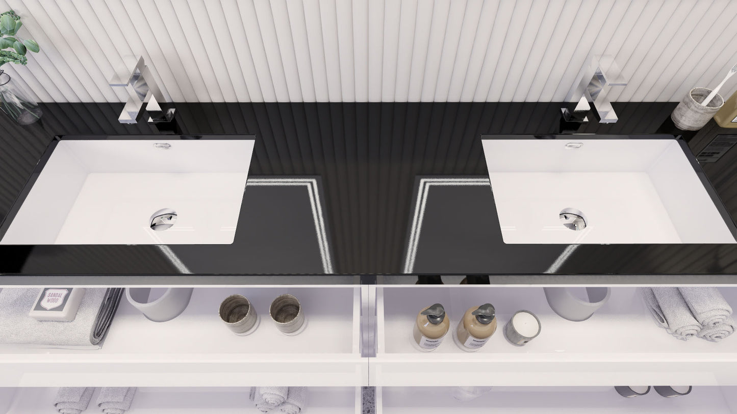 Stanley 84" Freestanding Bathroom Vanity with Reinforced Acrylic Integrated Sink Top