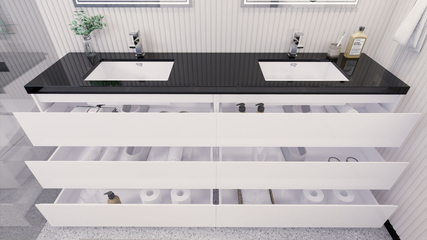 Stanley 84" Freestanding Bathroom Vanity with Reinforced Acrylic Integrated Sink Top