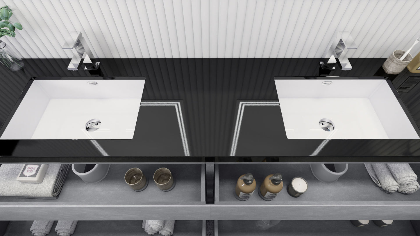 Stanley 84" Freestanding Bathroom Vanity with Reinforced Acrylic Integrated Sink Top