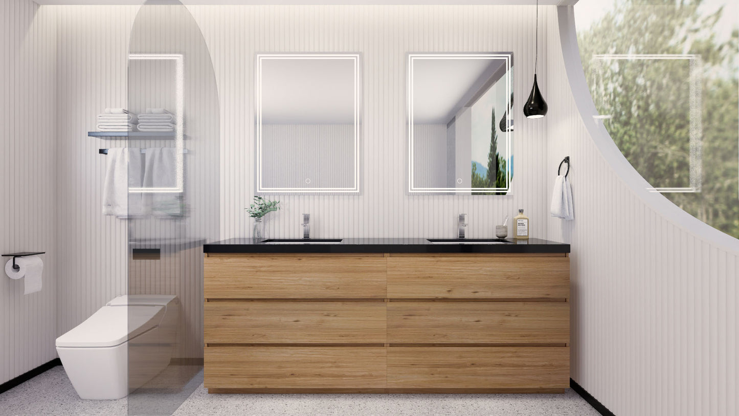 Stanley 84" Freestanding Bathroom Vanity with Reinforced Acrylic Integrated Sink Top