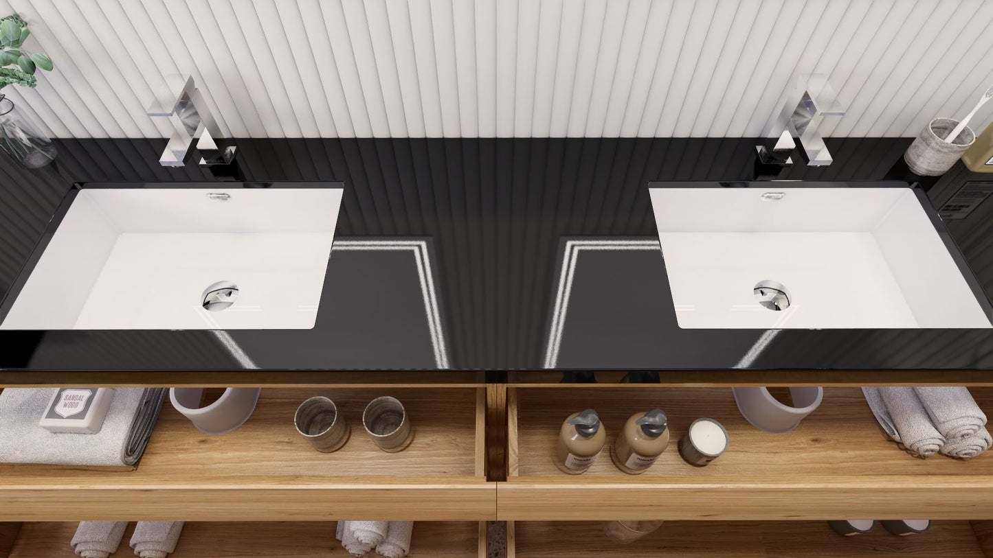Stanley 84" Freestanding Bathroom Vanity with Reinforced Acrylic Integrated Sink Top