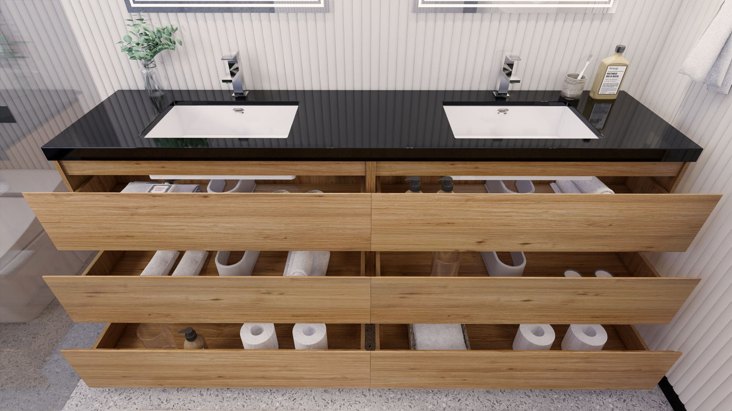Stanley 84" Freestanding Bathroom Vanity with Reinforced Acrylic Integrated Sink Top