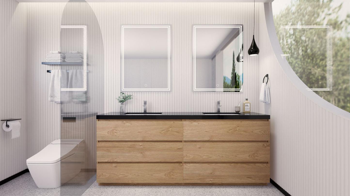 Stanley 84" Freestanding Bathroom Vanity with Reinforced Acrylic Integrated Sink Top