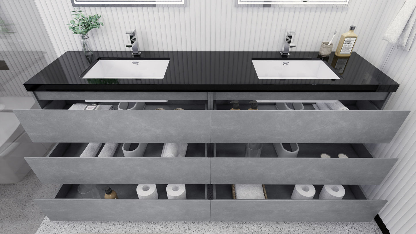 Stanley 84" Freestanding Bathroom Vanity with Reinforced Acrylic Integrated Sink Top