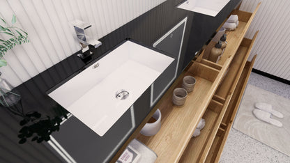 Stanley 84" Freestanding Bathroom Vanity with Reinforced Acrylic Integrated Sink Top