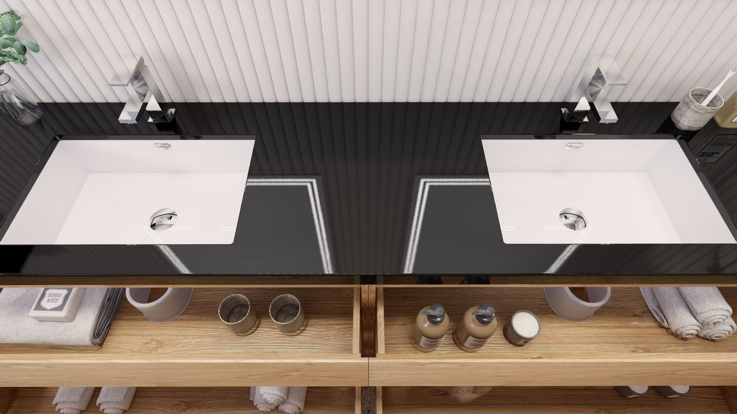 Stanley 84" Freestanding Bathroom Vanity with Reinforced Acrylic Integrated Sink Top