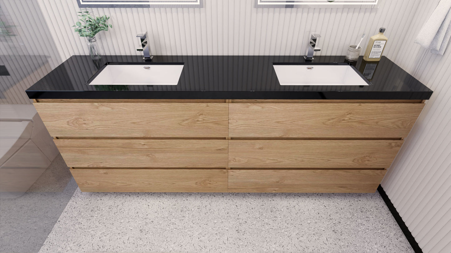 Stanley 84" Freestanding Bathroom Vanity with Reinforced Acrylic Integrated Sink Top