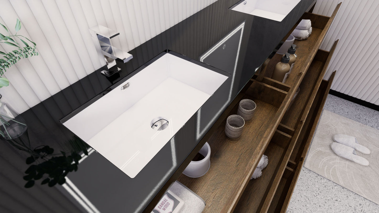 Stanley 84" Freestanding Bathroom Vanity with Reinforced Acrylic Integrated Sink Top