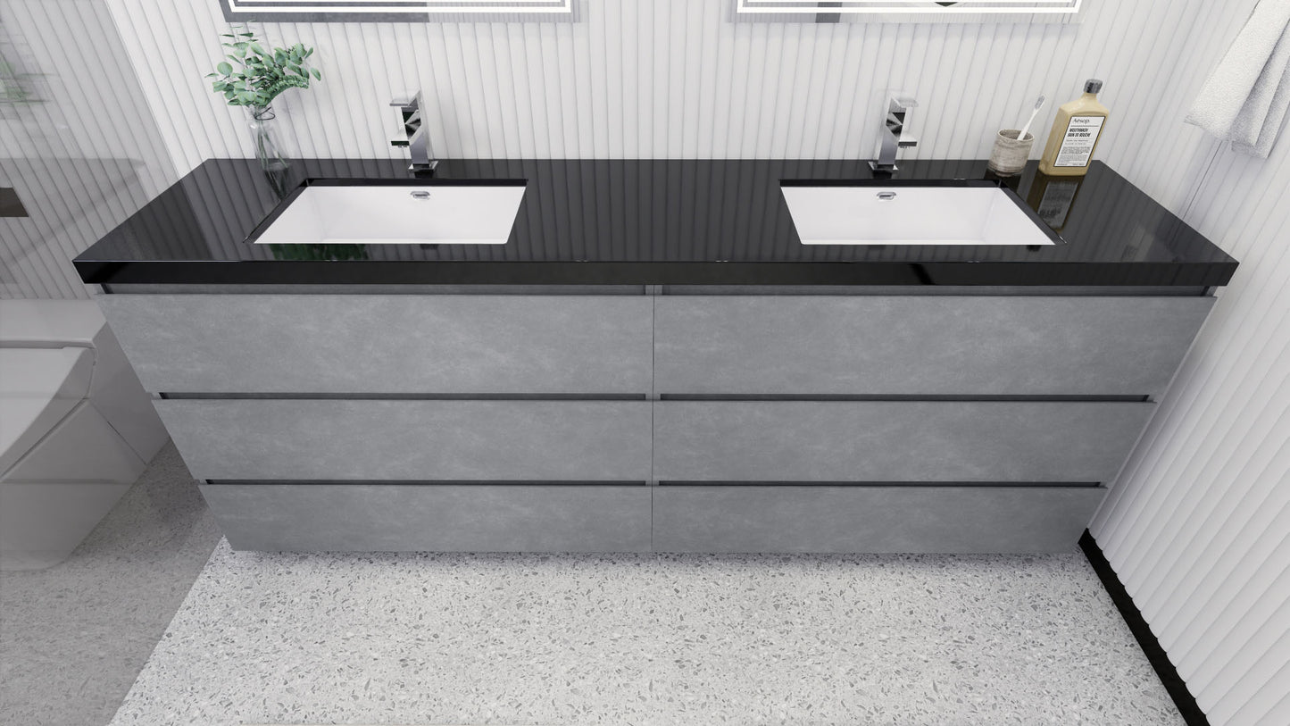 Stanley 84" Freestanding Bathroom Vanity with Reinforced Acrylic Integrated Sink Top