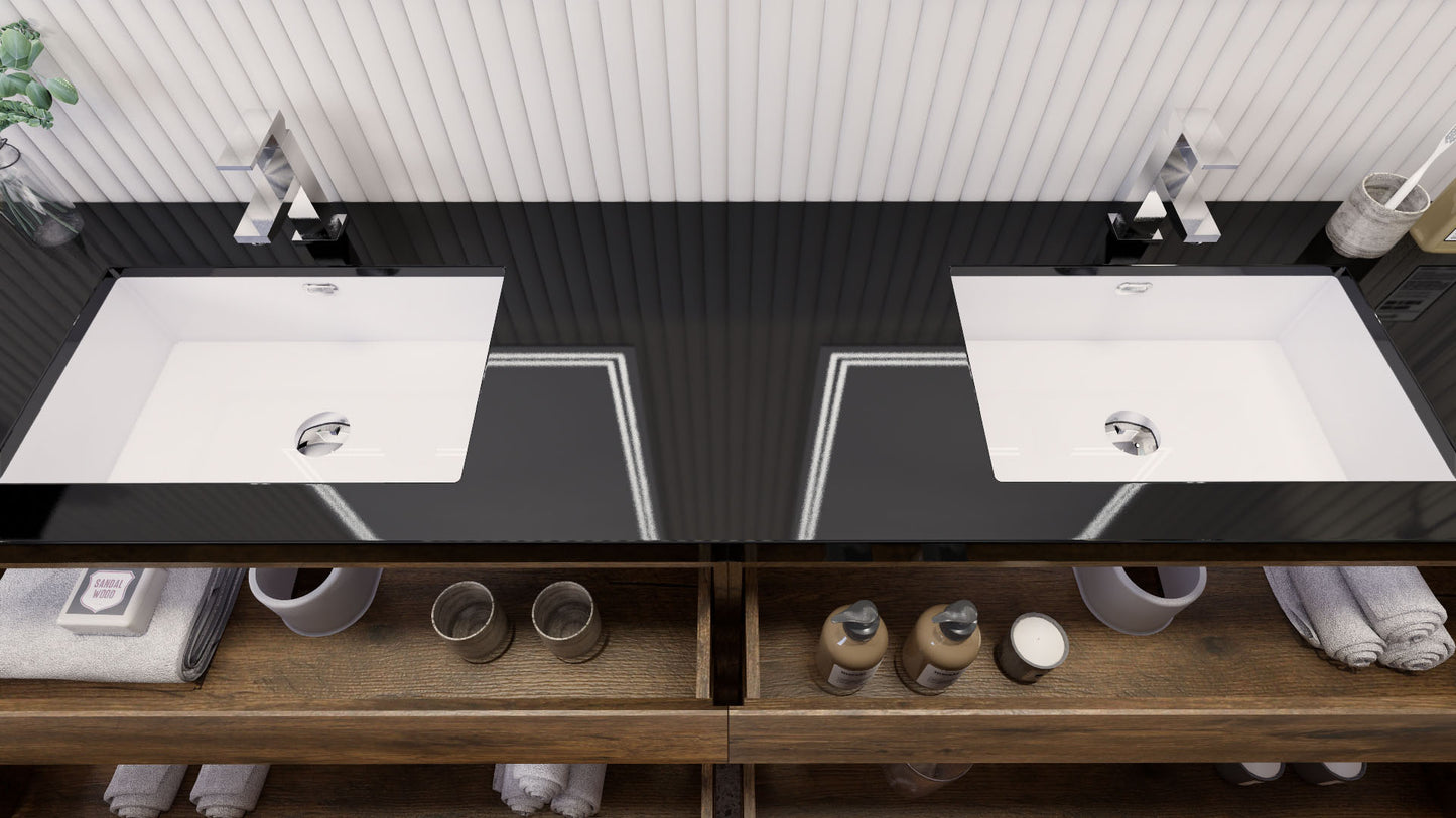 Stanley 84" Freestanding Bathroom Vanity with Reinforced Acrylic Integrated Sink Top