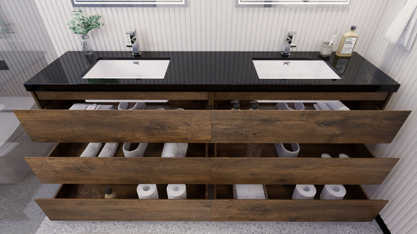 Stanley 84" Freestanding Bathroom Vanity with Reinforced Acrylic Integrated Sink Top