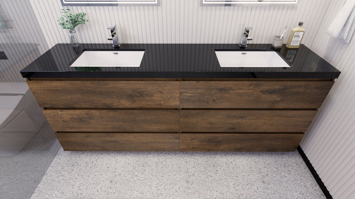 Stanley 84" Freestanding Bathroom Vanity with Reinforced Acrylic Integrated Sink Top
