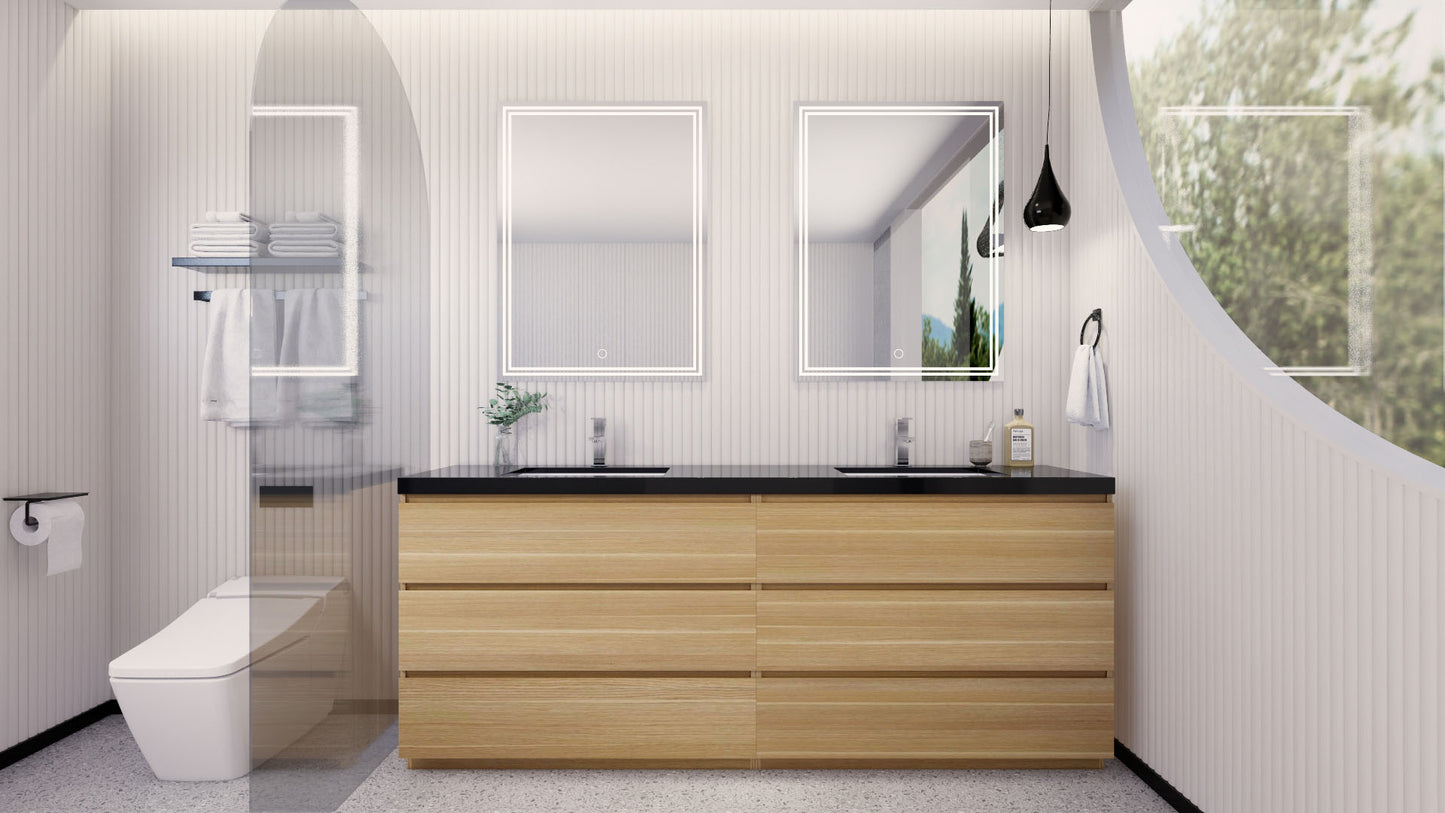 Stanley 84" Freestanding Bathroom Vanity with Reinforced Acrylic Integrated Sink Top