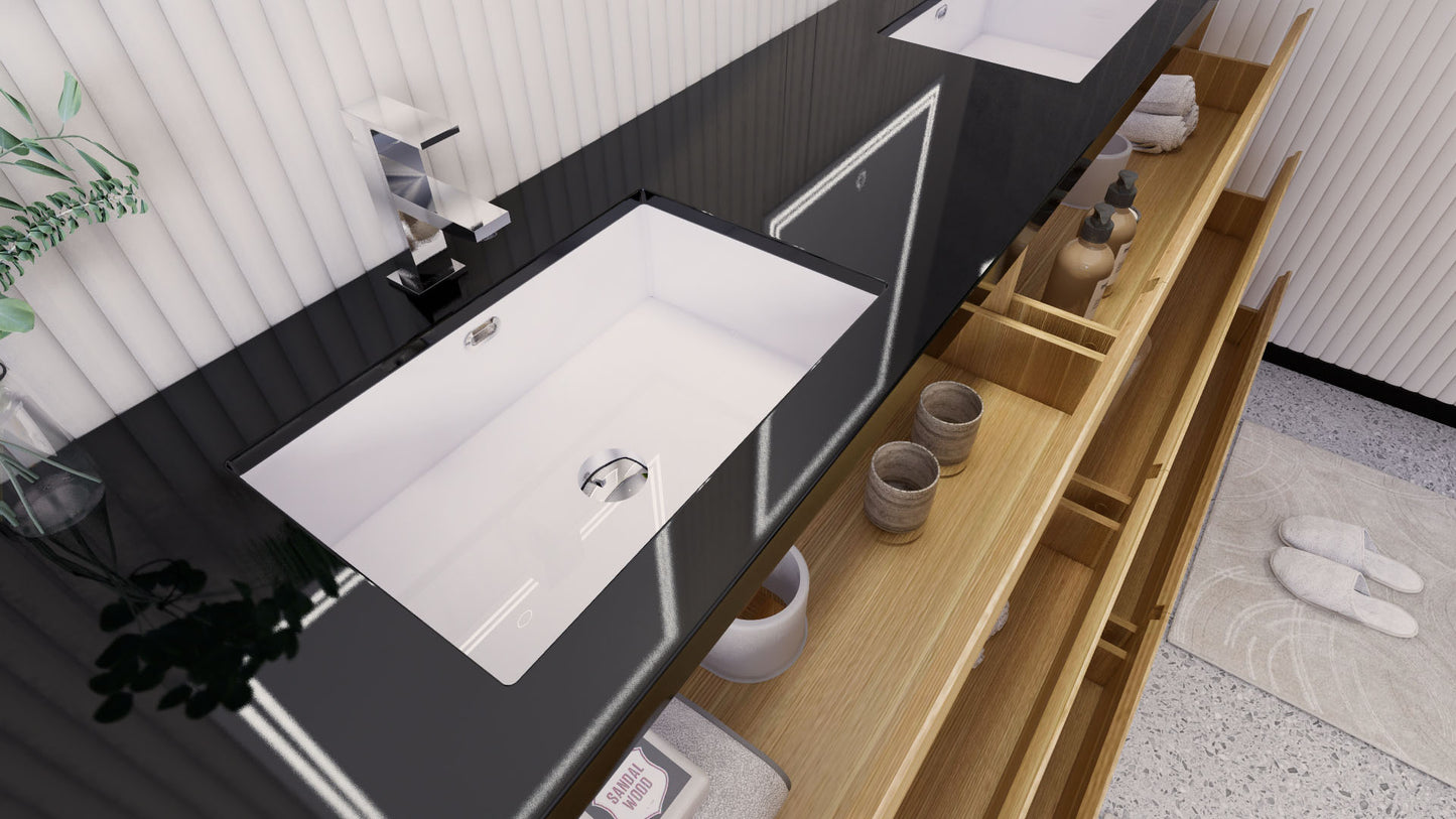 Stanley 84" Freestanding Bathroom Vanity with Reinforced Acrylic Integrated Sink Top