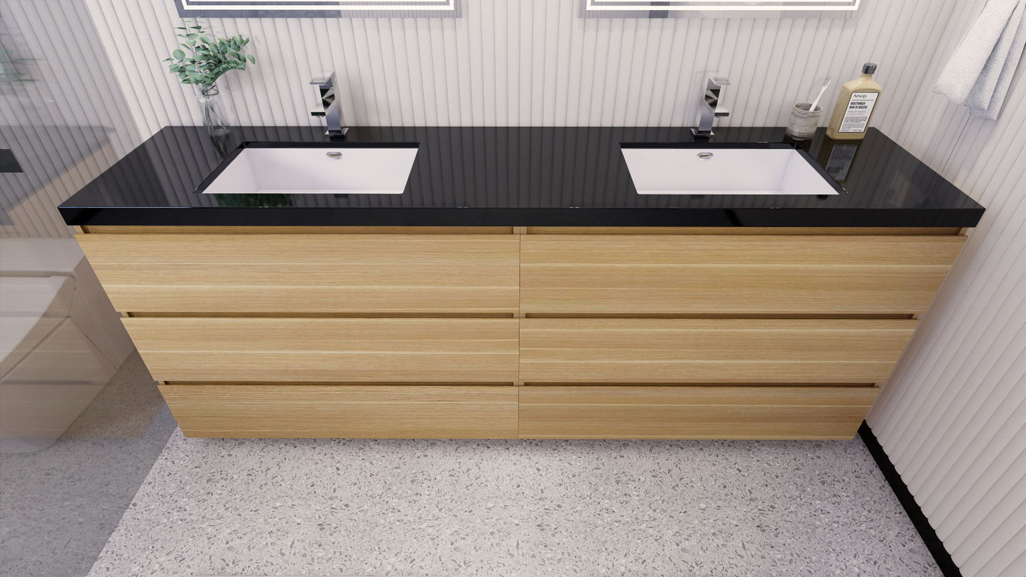 Stanley 84" Freestanding Bathroom Vanity with Reinforced Acrylic Integrated Sink Top
