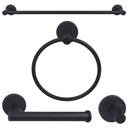 Luna Modern 4-Piece Bathroom Hardware Accessory Set With 24" Towel Bar
