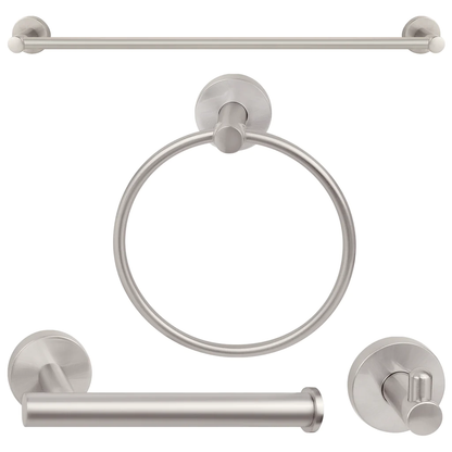 Luna Modern 4-Piece Bathroom Hardware Accessory Set With 24" Towel Bar