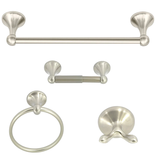Vista 4-Piece Bathroom Hardware Accessory Set With 24" Towel Bar