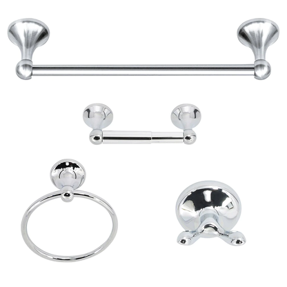 Vista 4-Piece Bathroom Hardware Accessory Set With 24" Towel Bar