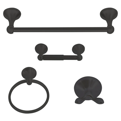 Vista 4-Piece Bathroom Hardware Accessory Set With 24" Towel Bar