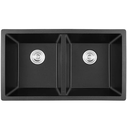 Everett 33" Granite Composite Undermount Double Basin Kitchen Sink