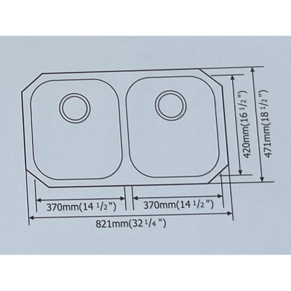 Jennings 33" Stainless Steel Undermount Double Basin Kitchen Sink